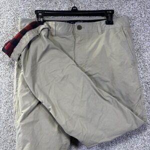 Eddie Bauer Chino Pants Mens 34x32 Beige Fleece Lined Straight Leg Outdoor